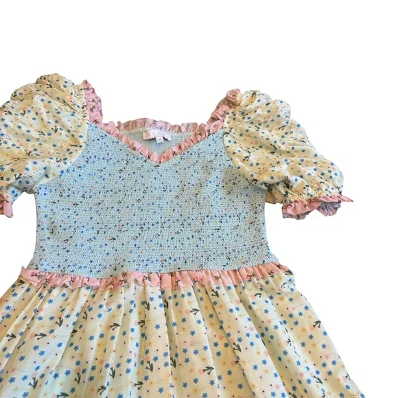 Ivy City Co Pastel Blue and Pink Tiered Midi Dress NWOT - Picture 3 of 14